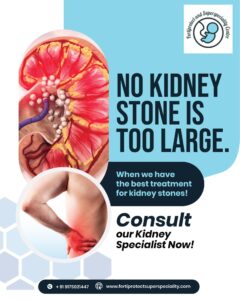 Kidney stone treatment illustration showing large kidney stones and advanced treatment options by top nephrologist in Pune