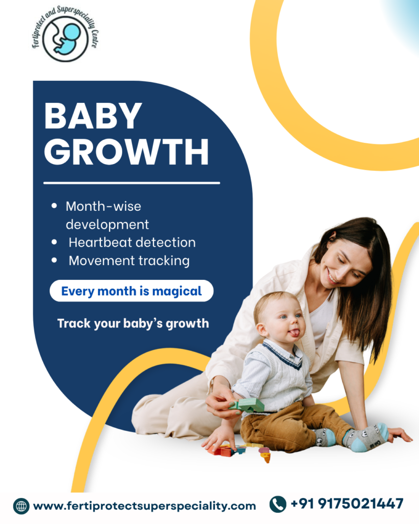 Mother sitting with baby highlighting baby growth and child development tracking awareness.