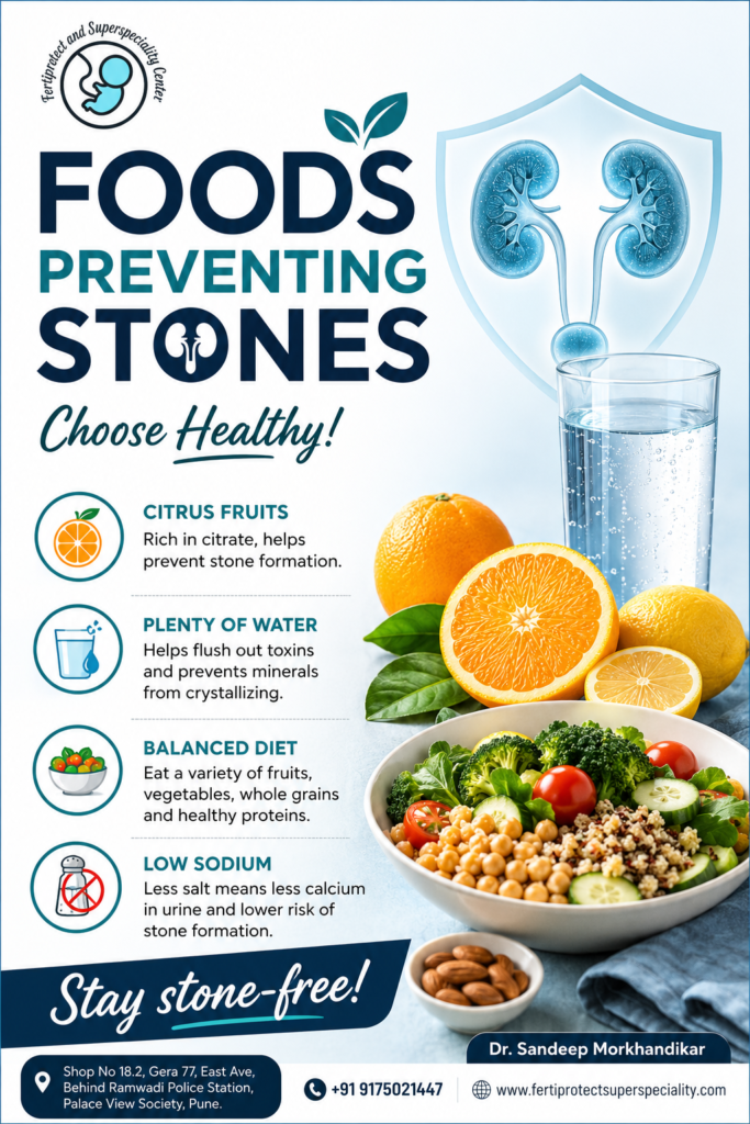 Healthy foods for kidney stone prevention by Dr. Sandeep Morkhandikar.