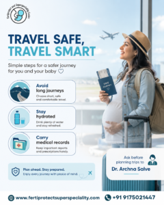 Pregnant woman following safe travel tips during pregnancy by Dr. Archana Salve