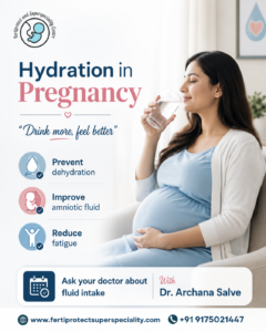 Pregnant woman drinking a glass of water