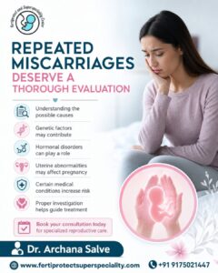 Awareness poster about recurrent miscarriage evaluation by Dr. Archana Salve.